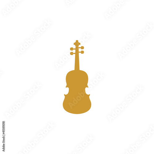 Silhouette of Golden Violin Cello Fiddle Contrabass Illustration