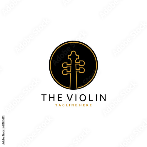 Violin Viola Fiddle Cello Bass Contrabass Headstock Music Instrument Logo Design Inspiration