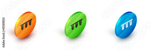 Isometric Water filter icon isolated on white background. System for filtration of water. Reverse osmosis system. Circle button. Vector.