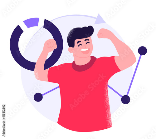Illustration of a business man rejoicing in success
