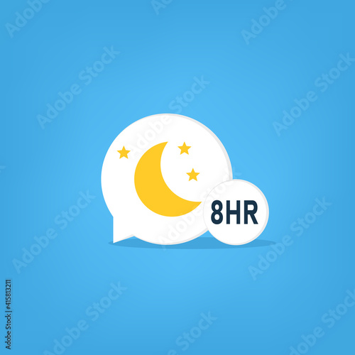 8 hours sleep speech bubble icon. Clipart image isolated on white background