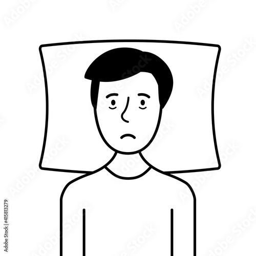 Sleep deprived man line icon. Clipart image isolated on white background