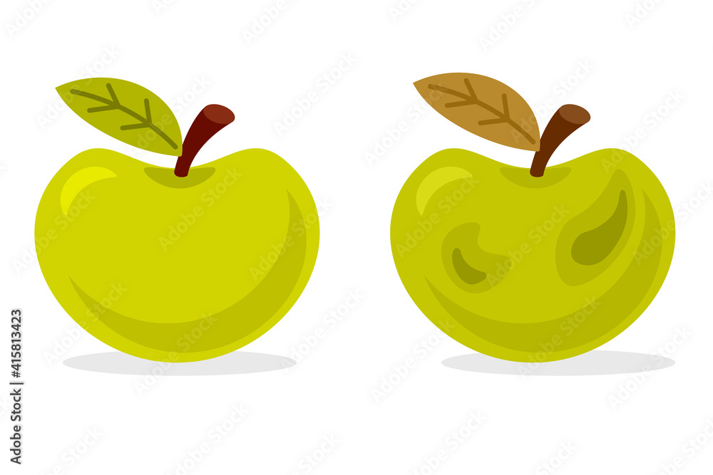 Fresh and rotten apple icon. Clipart image isolated on white background  Stock Vector | Adobe Stock