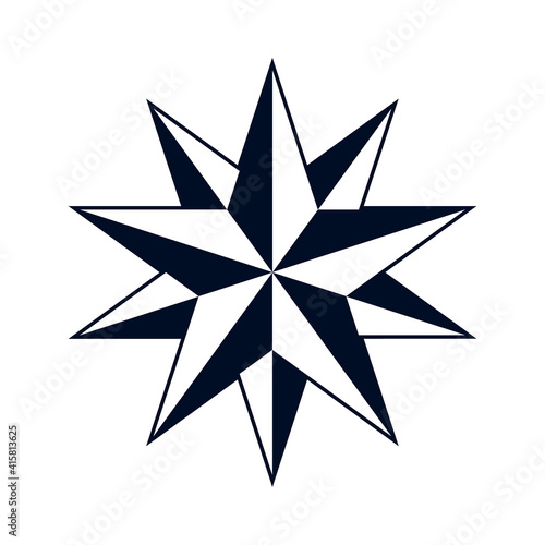 10 point nautical star icon. Clipart image isolated on white background