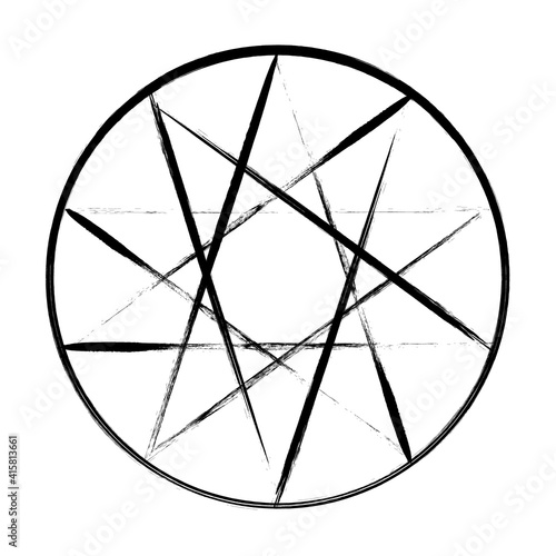 10 point star grunge icon. Clipart image isolated on white background