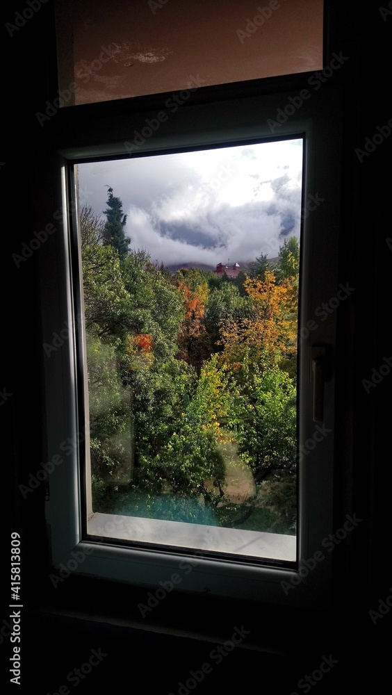 Beautiful autumn view from behind the window Beautiful autumn view from behind the window