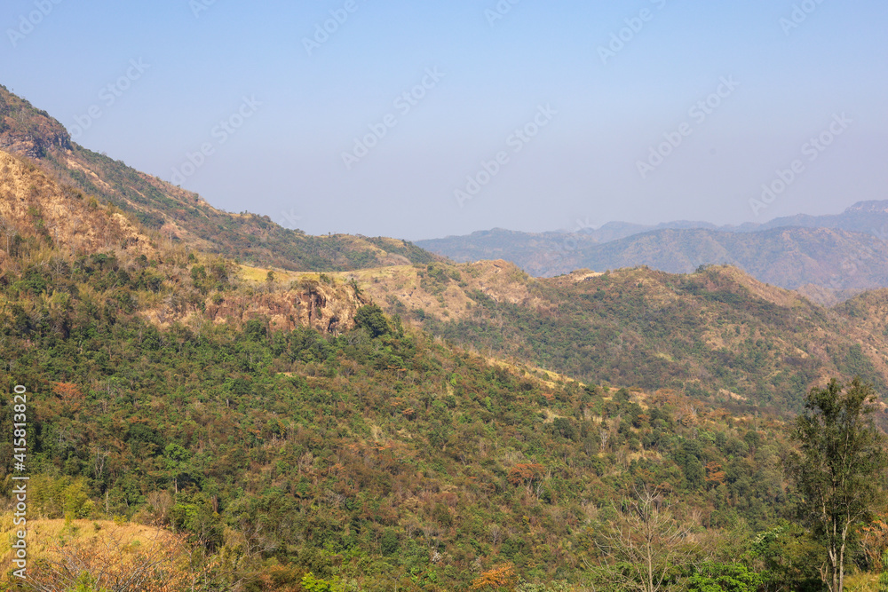 Naklejka premium View of landscape mountain and forest at khao kho in thailand