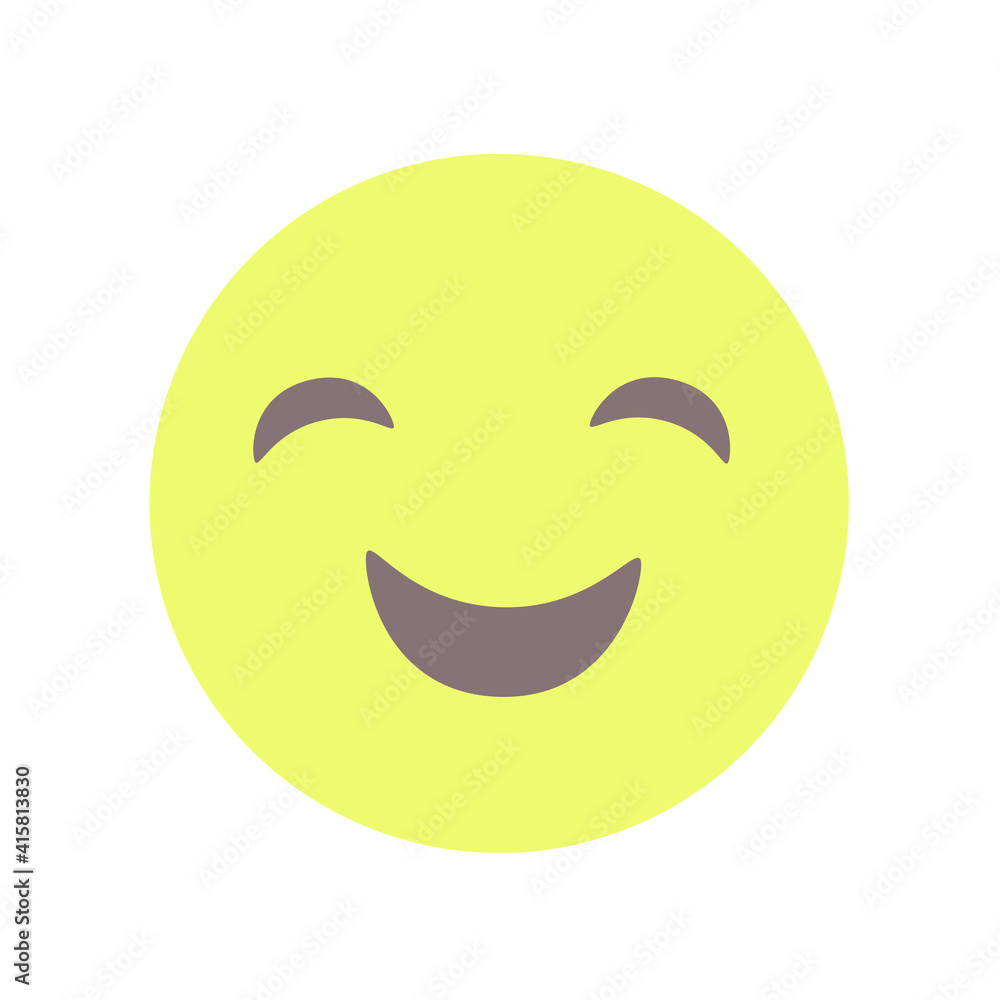 Vector round isolated emoticon on a white background. A symbol of joy and happiness
Yellow face with closed eyes and a smile. Popular chat elements. Trendy emoticon in flat simple cartoon style. Vector round isolated emoticon on a white background. A symbol of joy and happiness
Yellow face with closed eyes and a smile. Popular chat elements. Trendy emoticon in flat simple cartoon style.