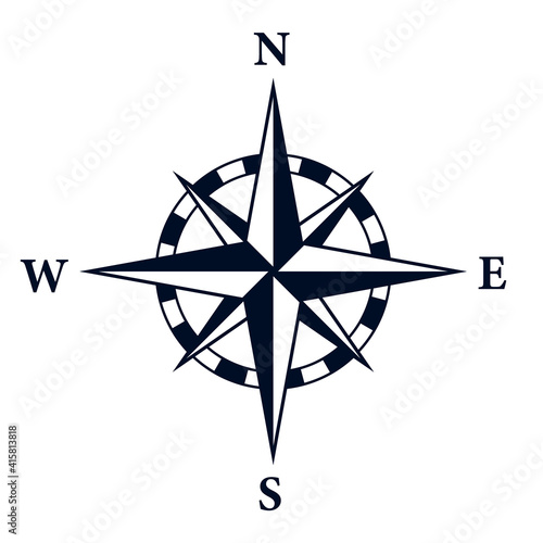 8 point star compass rose icon. Clipart image isolated on white background