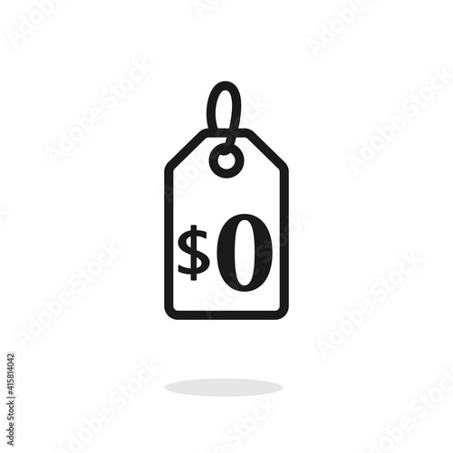 Zero cost price line icon. Clipart image isolated on white background