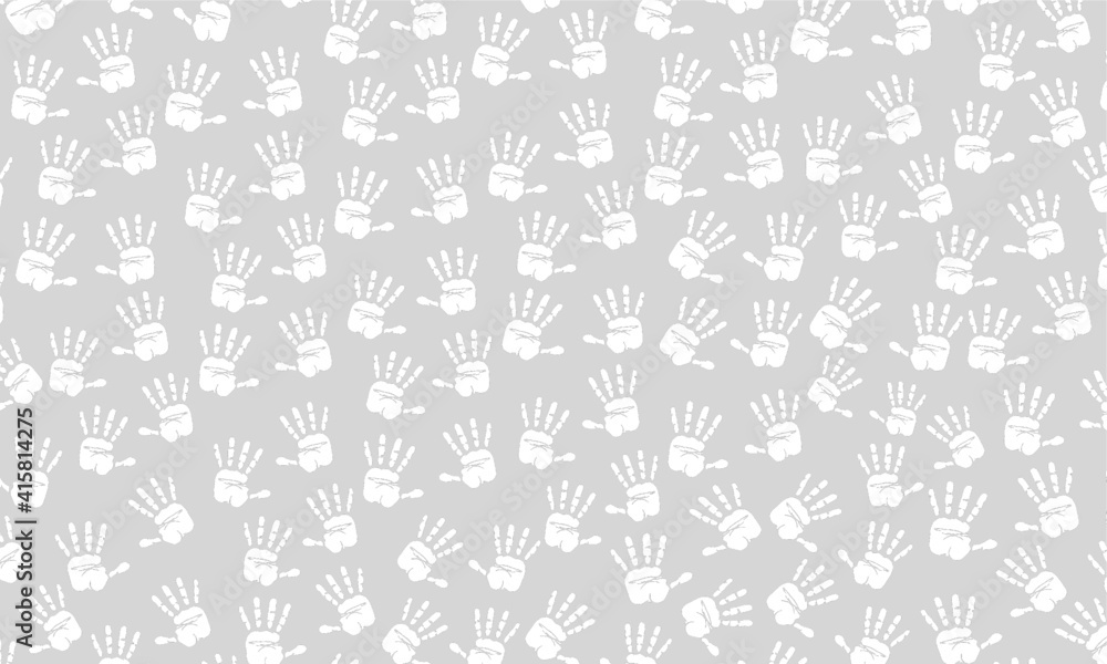 white hands pattern on gray background.