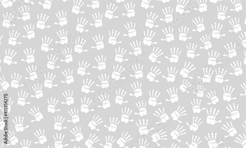 white hands pattern on gray background.