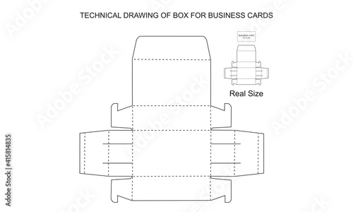 technical drawing to make box for business cards and presentation cards