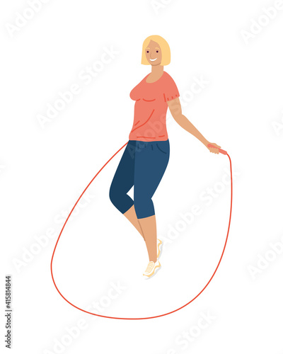 athletic woman jumping rope fitness lifestyle