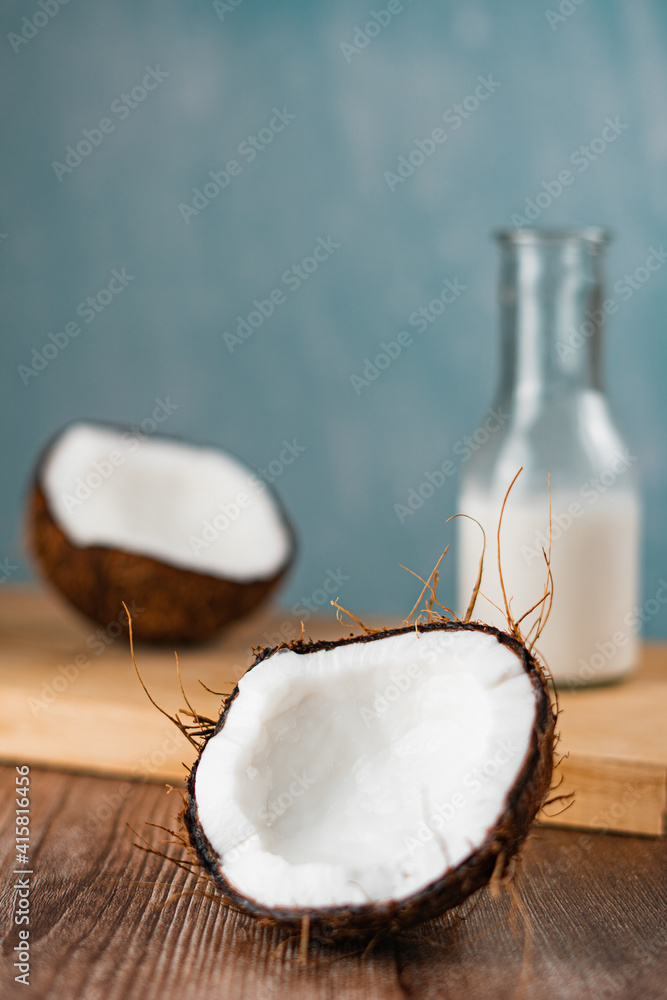 Fresh coconut fruit on table top Fresh coconut fruit on table top