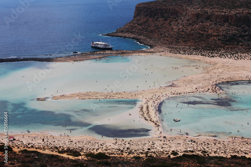 A colorful view of the Balos Lagoon on the shores of Crete.