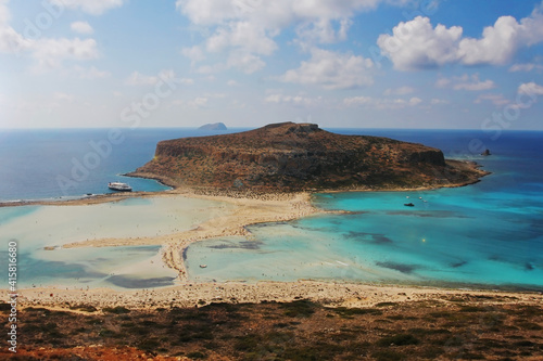A colorful view of the Balos Lagoon on the shores of Crete.