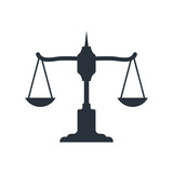 Justice Scales, Law firm icon logo design template vector.