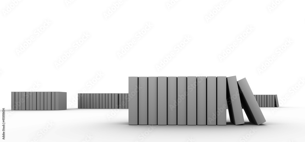 Ilustración en 3D (render) de muchos libros, amontonados o en fila. Estilo maqueta y en blanco y negro Ilustración en 3D (render) de muchos libros, amontonados o en fila. Estilo maqueta y en blanco y negro
