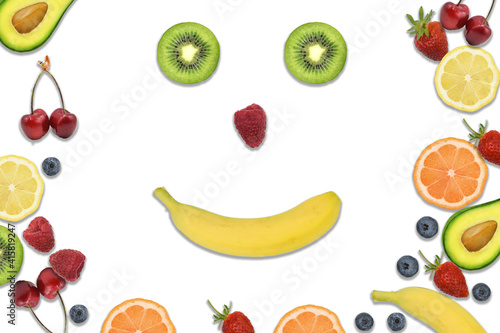 Fototapeta Naklejka Na Ścianę i Meble -  frutta volto bambini viso benessere 