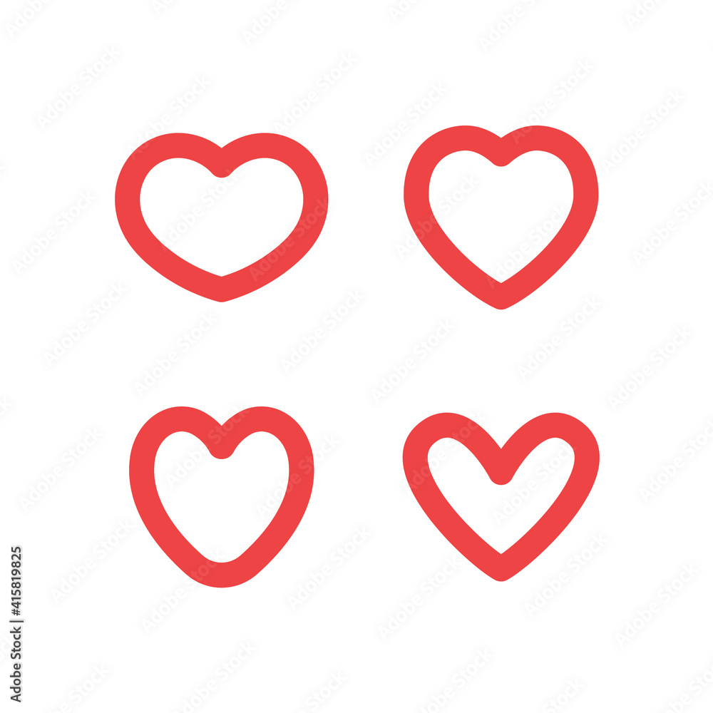 Hearts vector icon collection. Valentine's day romance symbols.