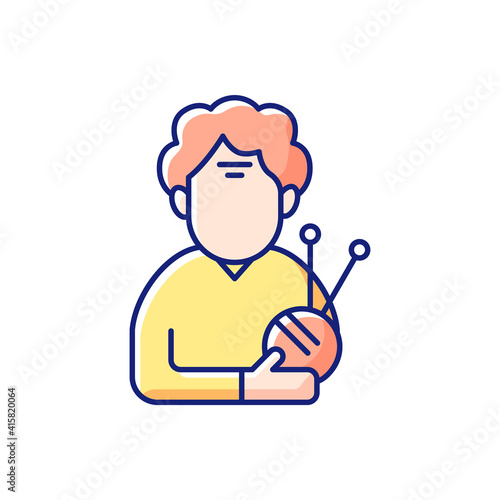 Elderly woman RGB color icon. Old female pensioner. 60-65 years old. Facial aging. Diseases and health conditions in elderly. Aged person. Receiving old age pension. Isolated vector illustration