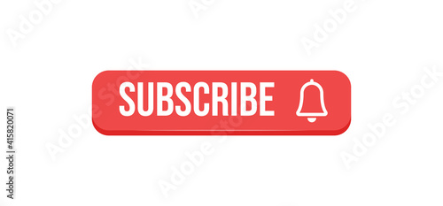 Subscribe click button with bell icon. Video social media platform.