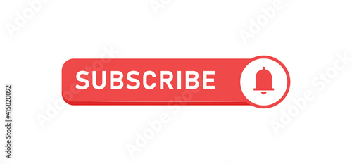 Subscribe click button with bell icon. Video social media platform.
