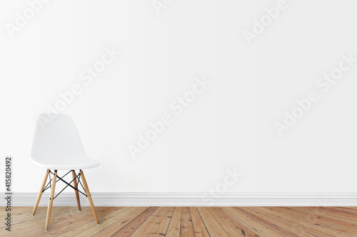 Mockups Frame Wooden Poster Template with Wall White Color and Floor Wooden