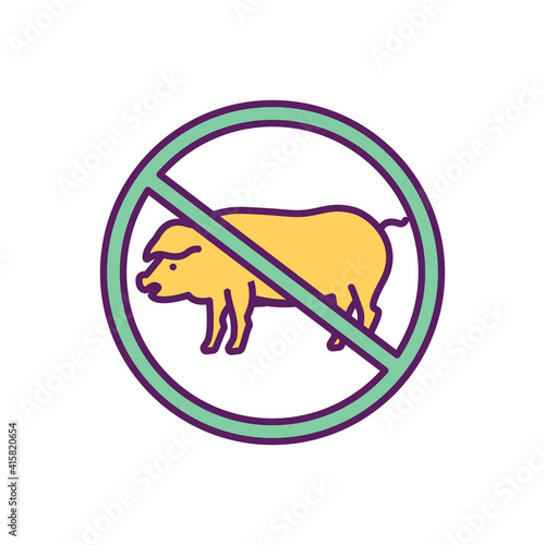 Giving up meat RGB color icon. Balanced diet. Reducing overweight and obesity risks. Meat-free diet. Avoiding animal products. Vegetarian, vegan lifestyle. Meatless meal. Isolated vector illustration