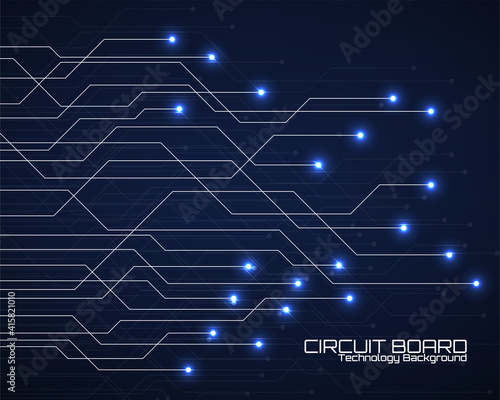 Abstract background with glowing circuit board, neon technology design. Vector illustration