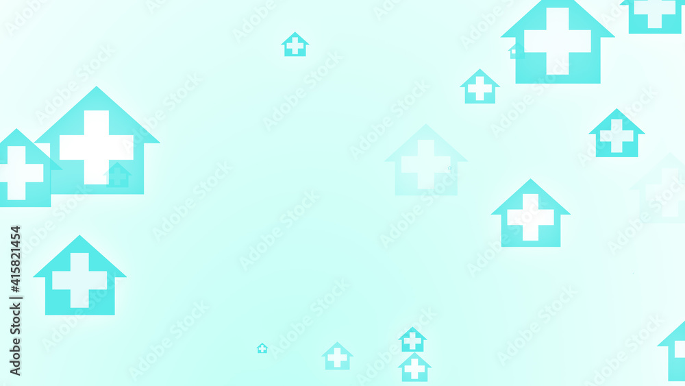 Medical health blue green cross on home pattern background. Abstract banners with prevent virus infection and healthcare stay home concept. Medical health blue green cross on home pattern background. Abstract banners with prevent virus infection and healthcare stay home concept.