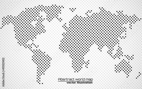 Abstract world map of dots. Dotted map. Vector illustration