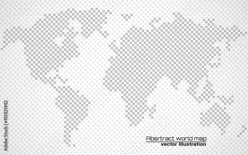 Abstract world map of dots. Dotted map. Vector illustration