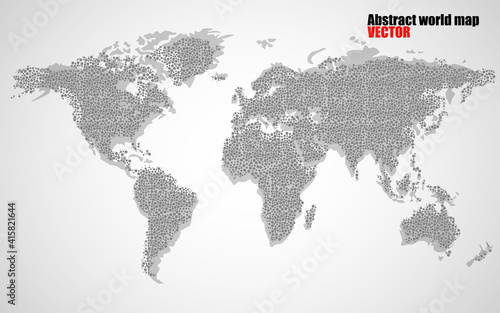 Abstract world map of dots with shadow, vector eps10