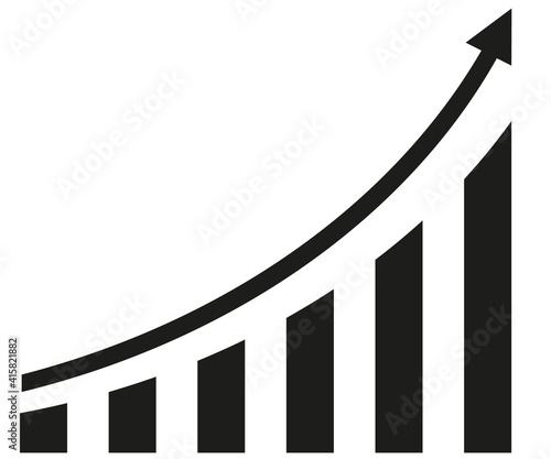 Graph with increase report. Diagram with rise and gain progress. Vector