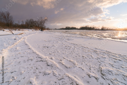 Wallpaper Mural Frozen Vistula river in Poland. Torontodigital.ca