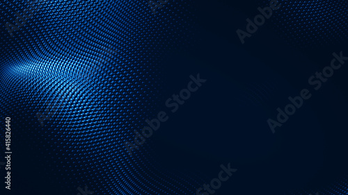 Dot white blue wave light screen gradient texture background. Abstract  technology big data digital background. 3d rendering.