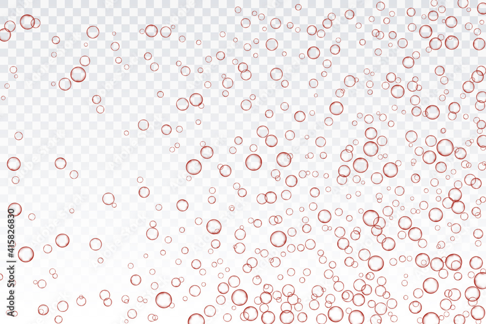 Red air bubbles, oxygen, champagne crystal clear, isolated on a transparent background of modern design. Vector illustration of EPS 10. Red air bubbles, oxygen, champagne crystal clear, isolated on a transparent background of modern design. Vector illustration of EPS 10.