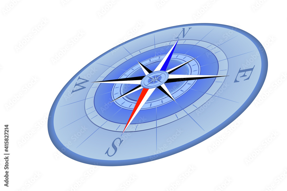 Geography science, blue compass isolated on white background. Geography science, blue compass isolated on white background.