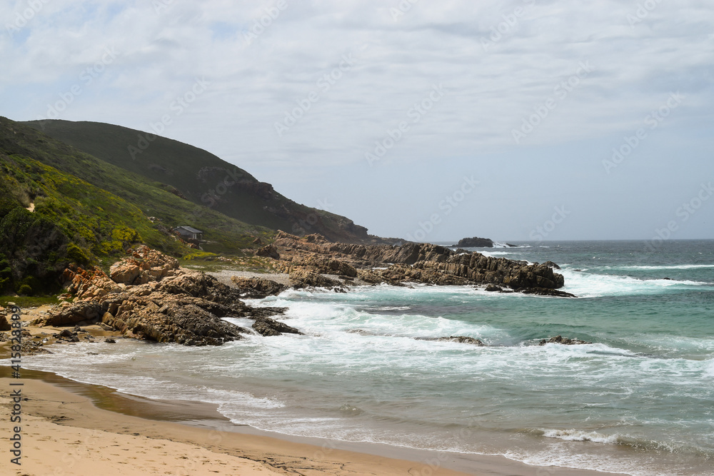 Sea hitting the rocks in Robberg Nature Reserve, Plettenberg Bay, South Africa. Sea hitting the rocks in Robberg Nature Reserve, Plettenberg Bay, South Africa.