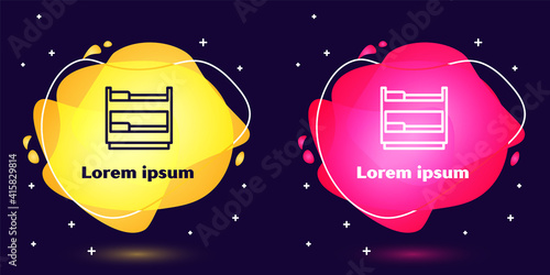 Set line Bunk bed icon isolated on blue background. Abstract banner with liquid shapes. Vector.