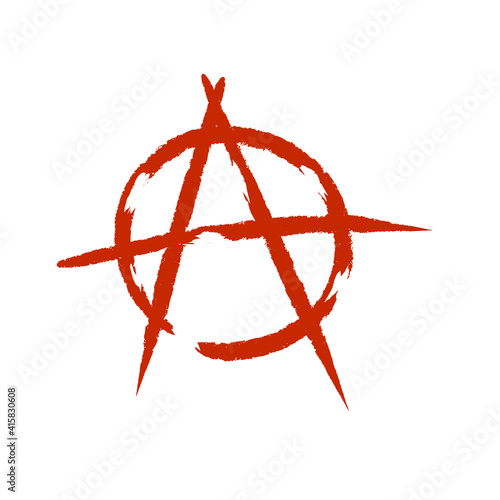 Anarchy. Letter A in the circle. A symbol of chaos and rebellion. Red brush icon.