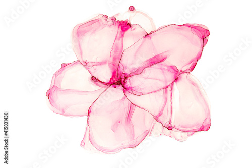 Alcohol ink art. Abstract fluid art painting alcohol ink technique  pink flower