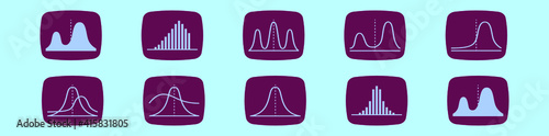 set of bell curve cartoon icon design template with various models. vector illustration isolated on blue background