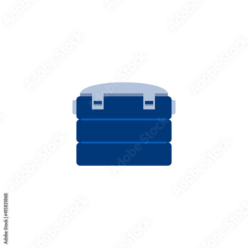 Fishing tackle box icon. Container fisherman for baits, rod or catch. Flat vector illustration isolated on white background.