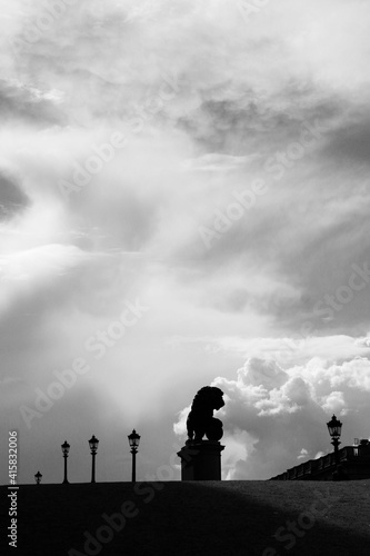 Black and white silhouette of a street in Stockholm