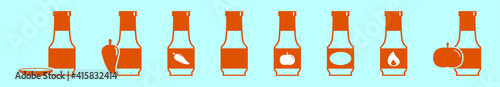 set of bottle sauces cartoon icon design template with various models. vector illustration isolated on blue background