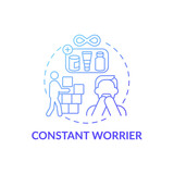 Constant worrier blue gradient concept icon. Buying for future idea thin line illustration. Categories of people purchases. Must save items. Vector isolated outline RGB color drawing