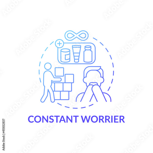 Constant worrier blue gradient concept icon. Buying for future idea thin line illustration. Categories of people purchases. Must save items. Vector isolated outline RGB color drawing